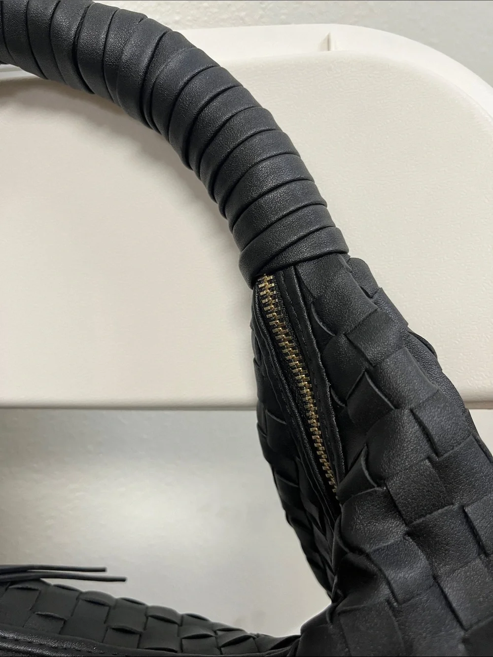 Black Woven Hobo Bag - Unbranded